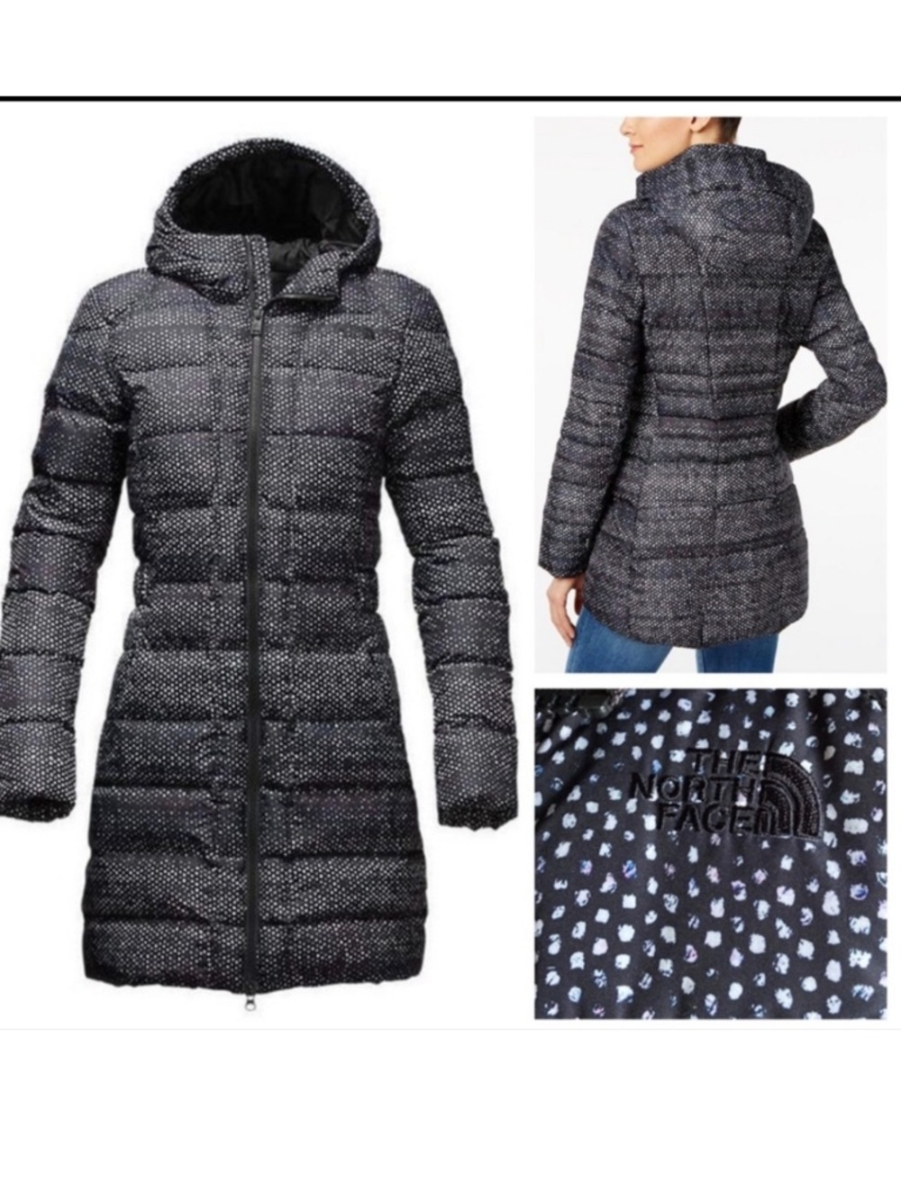 The North Face Women's Gotham Long Jacket in a black donegal print